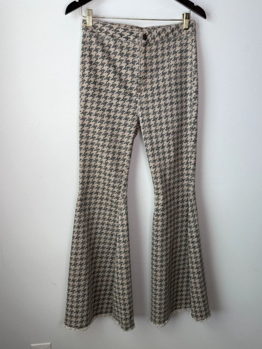 Free People We The Free Just Float On Printed Flares Houndstooth Size 28 Boho